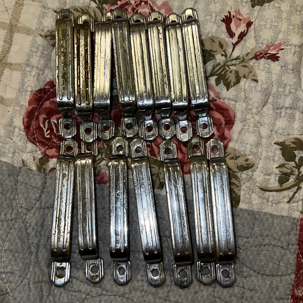 Lot of 15 mid century chrome drawer pulls handle 3”